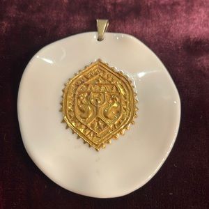 ANTON MICHELSEN ROYAL COPENHAGEN VERY LARGE PENDANT CERAMIC GOLD HIEROGLYPHICS.